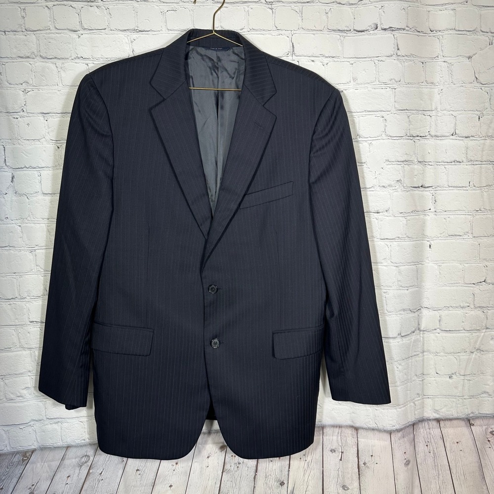 Brooks Brothers 1818 Madison Suit Jacket 42R Navy Blue Pinstripe Wool Italy